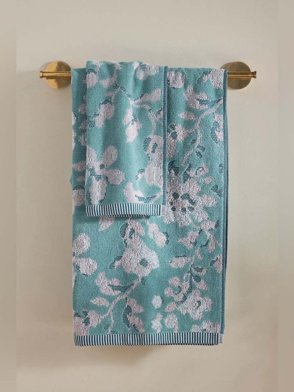 NWT Anthropologie Josephine Floral Cotton Bath Towel & Hand Towel Set